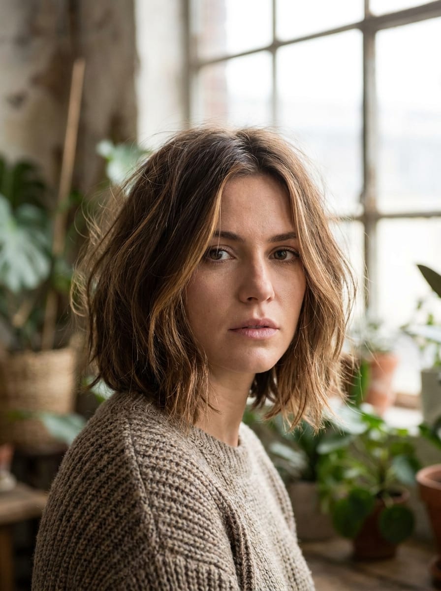 Kurzer brauner Bob mit Karamell Highlights - Kurze braune Bob Frisuren
